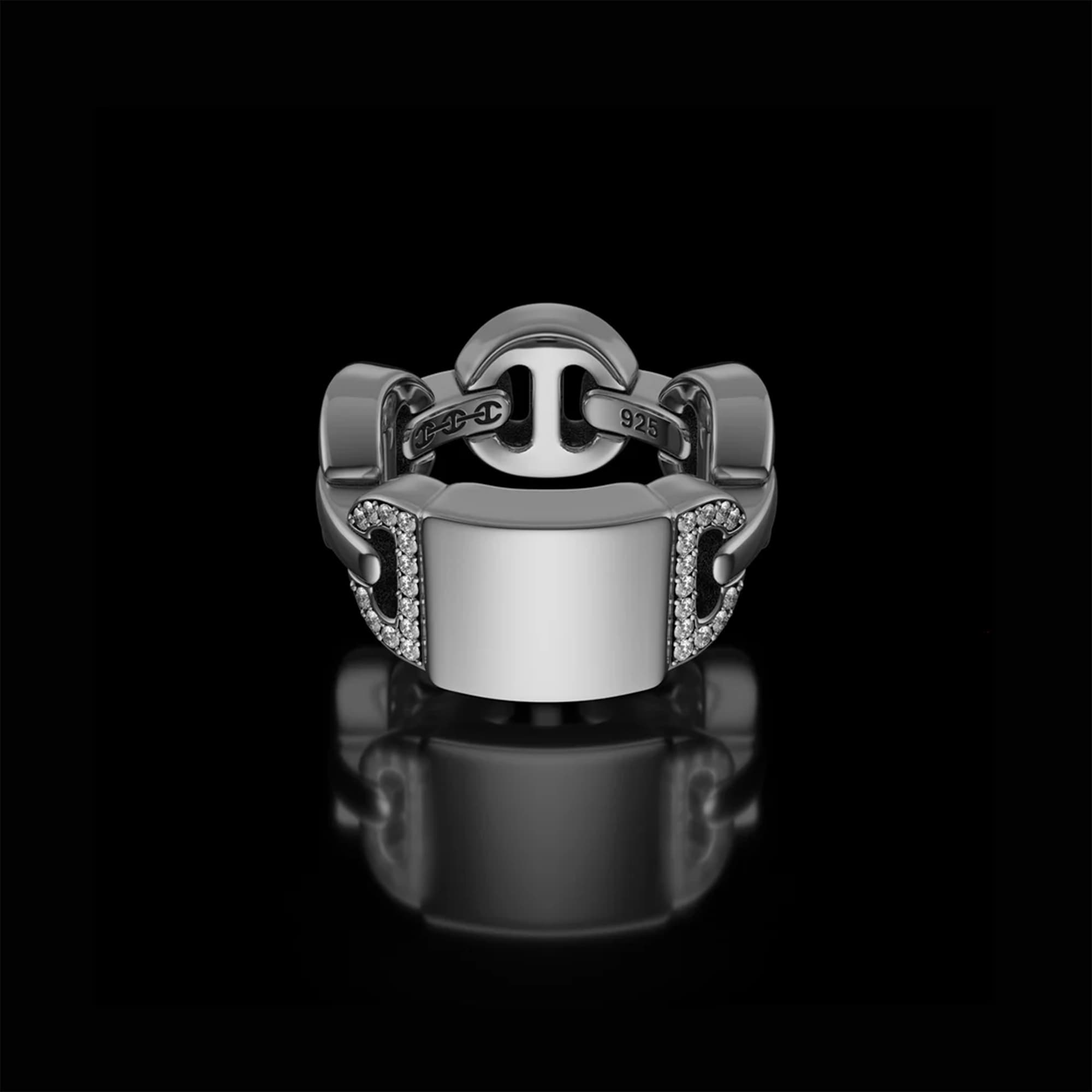 BRUTE CLASSIC TRI-LINK MONOGRAM WITH DIAMONDS｜silver｜Ring