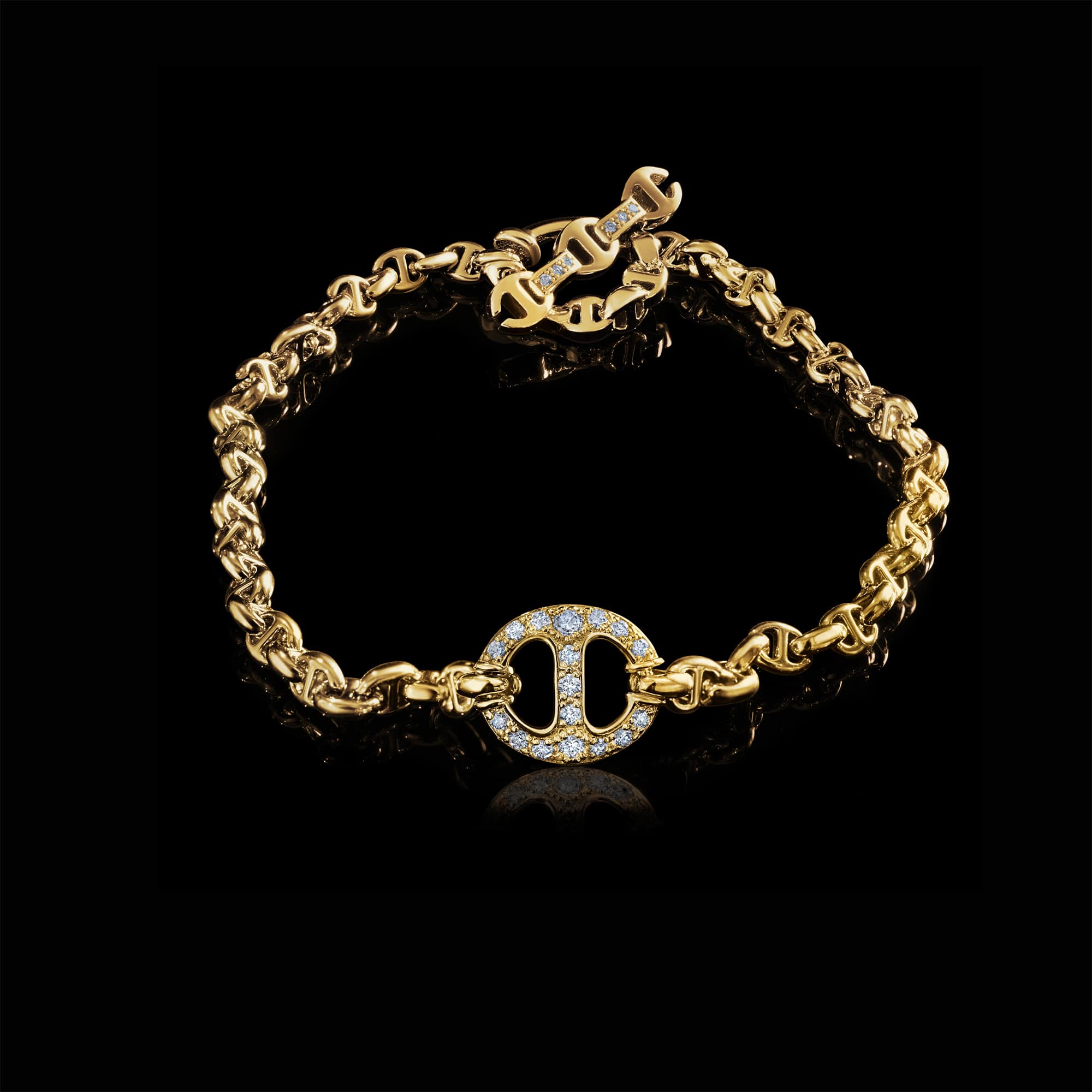 STORE ONLY】10MM SINGLE LINK BRACELET WITH DIAMONDS｜WG